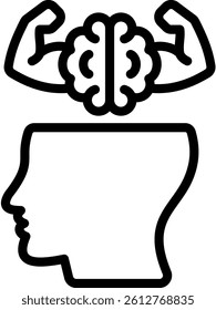 Mental Strength Icon Outline Vector Illustration