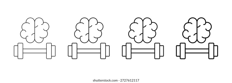 Mental Strength Icons Vector Set In Different Stroke Line Style