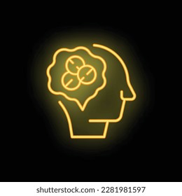 Mental stress icon outline vector. Burnout job. Sad work neon color isolated on black