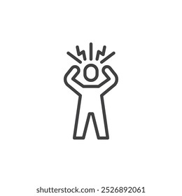 Mental stress line icon. linear style sign for mobile concept and web design. Person holding head with visible lines or zigzags outline vector icon. Symbol, logo illustration. Vector graphics