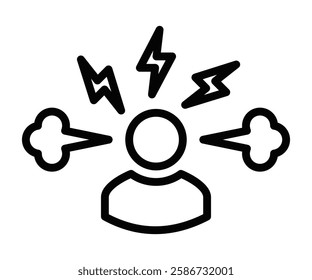 Mental stress vector icon depicting frustration and anger. Editable stroke.