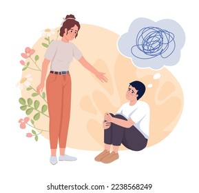 Mental support flat concept vector illustration. Help with psychological problems. Editable 2D cartoon characters on white for web design. Creative idea for website, mobile, presentation