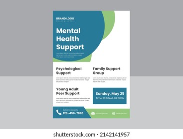 mental support flyer poster design template. take care of your mental health flyer poster design template. 