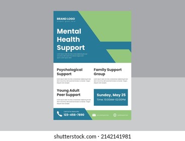 mental support flyer poster design template. take care of your mental health flyer poster design template. 