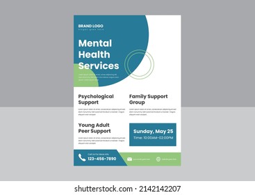 Mental Support Flyer Poster Design Template. Take Care Of Your Mental Health Flyer Poster Design Template. 