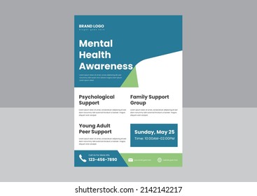 mental support flyer poster design template. take care of your mental health flyer poster design template. 