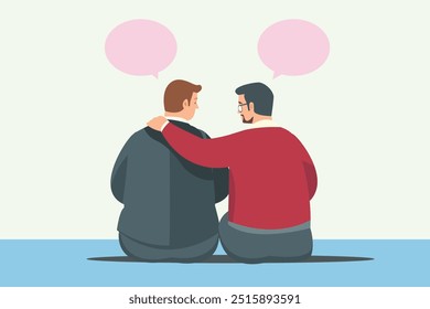 apoio mental conceito de simpatia. homem conforto triste amigo. pai - filho, irmão , família. ilustração vetorial mínima