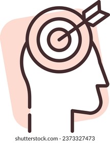 Mental target, illustration or icon, vector on white background.