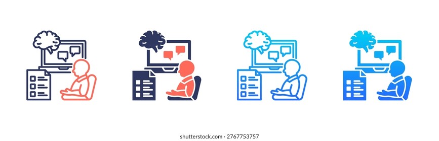 Mental Telecare icon set multiple style collection