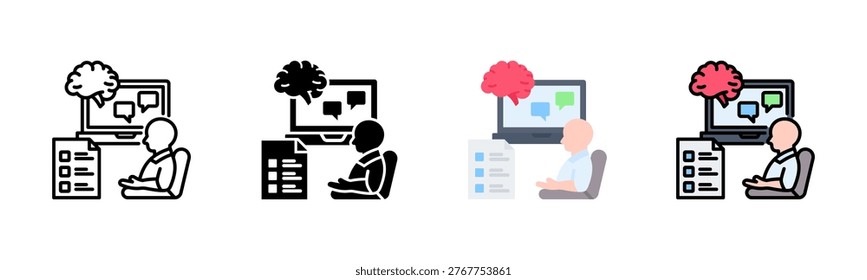 Mental Telecare icon set multiple style collection