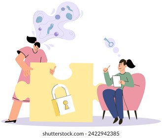 Mental therapy session with psychotherapist or psychologist. Women during psychotherapy discuss mental problems. Individual session with patient. Growth mind and intelligence, self development