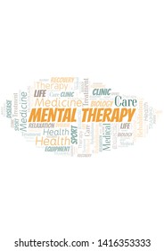 Mental Therapy word cloud. Wordcloud made with text only.