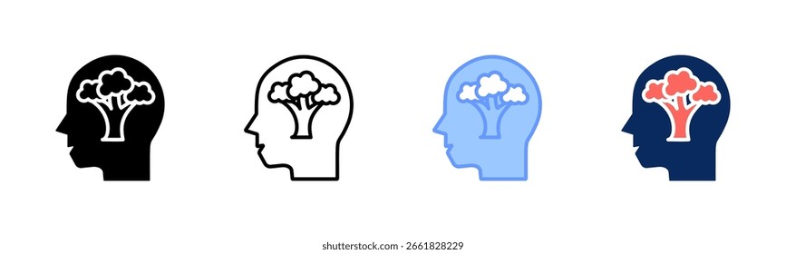 Mental Tree icon set multiple style collection