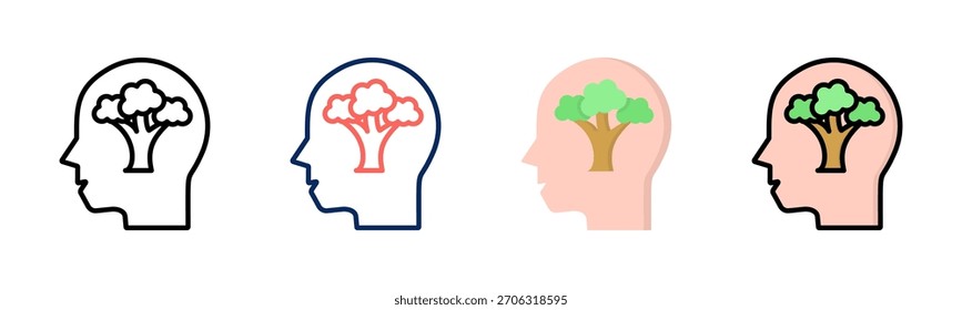Conjunto de iconos de árbol mental colección de estilos múltiples
