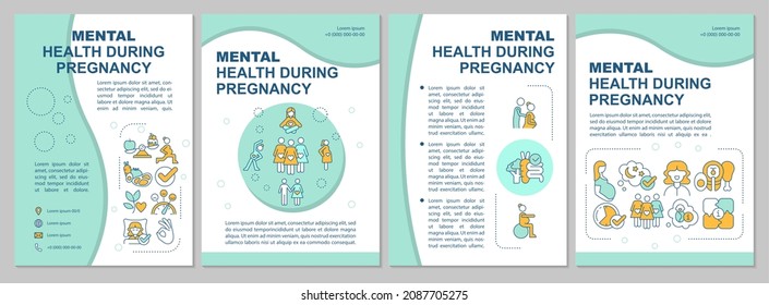 Mental wellbeing during pregnancy brochure template. Moms community. Flyer, booklet, leaflet print, cover design with linear icons. Vector layouts for presentation, annual reports, advertisement pages