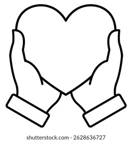 Mental Wellness icon represented by holding heart Line style.