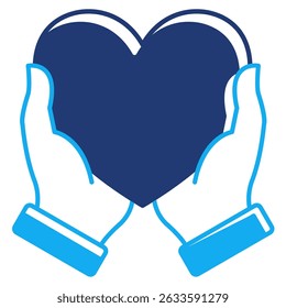Mental Wellness icon represented by holding heart Dualtone style.