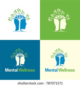 Mental Wellness Logo And Icon - Vector Illustration