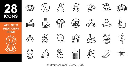 Mental Wellness, Self Care And Mental Health Icons Editable Stroke