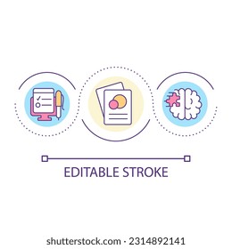 Mental work loop concept icon. Learning process. Memorizing method. Brain training. Develop imagination abstract idea thin line illustration. Isolated outline drawing. Editable stroke. Arial font used