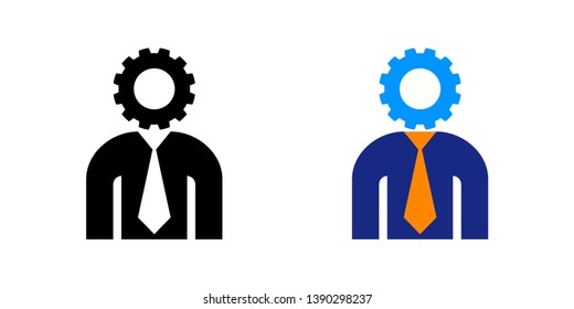 Mental Working Process Icon in Color and Black Version