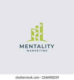  Mentality green leaf building construction logo design vector