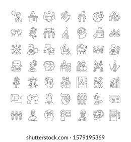 Mentality linear icons, signs, symbols vector line illustration set