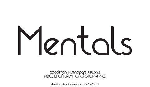 Mentals, modern minimalist elegant alphabet. futuristic upper case sans serif font. vector design