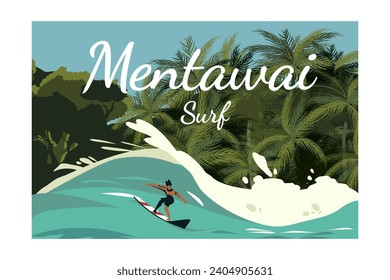 Mentawai surf landscape palm beach tropical island of Indonesia