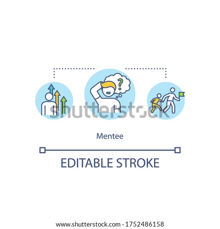 Mentee concept icon. Mentorship idea thin line illustration. Young and inexperienced student, protege, object of mentoring. Vector isolated outline RGB color drawing. Editable stroke