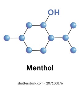 Menthol chemical compound molecular structure. Vector illustration.