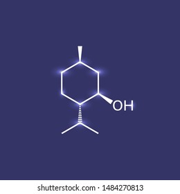 Menthol chemical formula on blue background