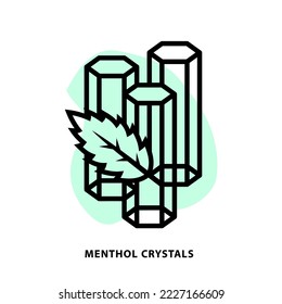 Menthol critica el diseño de iconos lineales para la aplicación o plantilla de diseño web. Icono de línea de cristales de vectores Menthol con fondo de forma de mancha.