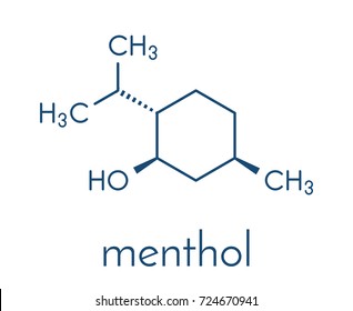 Menthol molecule. Present in peppermint, corn mints, etc. Skeletal formula.