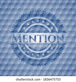 Benennen Sie blaues Emblem mit geometrischem Hintergrund. Vektorgrafik. Detaillierte Angaben. 