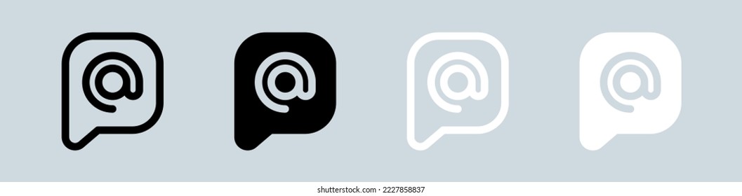 Mention icon set in black and white. Tag signs vector illustration.