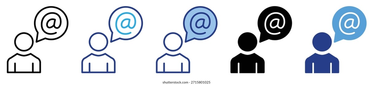 Mention icon set in multiple style collection