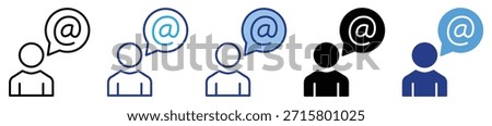 Mention icon set in multiple style collection