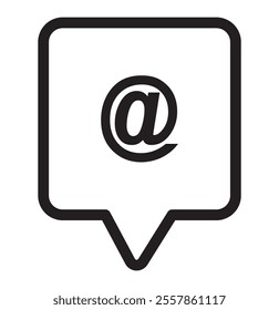 Mention icon in trendy outline style isolated on white background. Mention silhouette symbol for your website design, logo, app, etc.