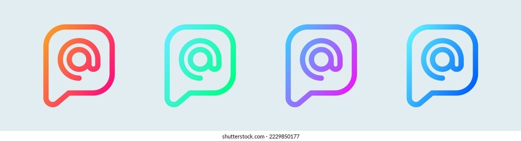 Mention line icon in gradient colors. Tag signs vector illustration.