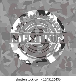 Mention on grey camouflage pattern