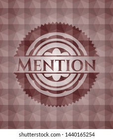 Mention red emblem or badge with abstract geometric polygonal pattern background. Seamless.