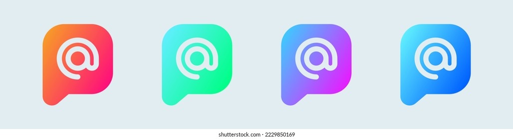 Mention solid icon in gradient colors. Tag signs vector illustration.