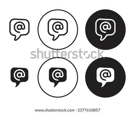 Mentions friends vector icon set in black filled and outlined style.