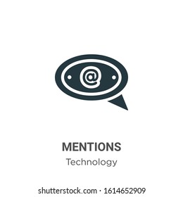 Mentions glyph icon vector on white background. Flat vector mentions icon symbol sign from modern technology collection for mobile concept and web apps design.