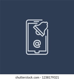 Mentions icon. Trendy flat vector line Mentions icon on dark blue background from Technology collection. 