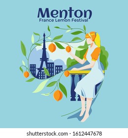 Menton France Lemon Festival Vector Design