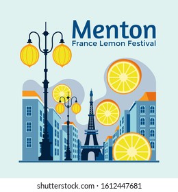 Menton France Lemon Festival Vector Design