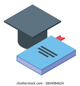 Mentor book hat icon. Isometric of mentor book hat vector icon for web design isolated on white background