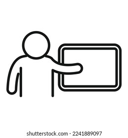 Vector de contorno de icono de carrera de mentor. Educación en equipo. Estrategia de ayuda